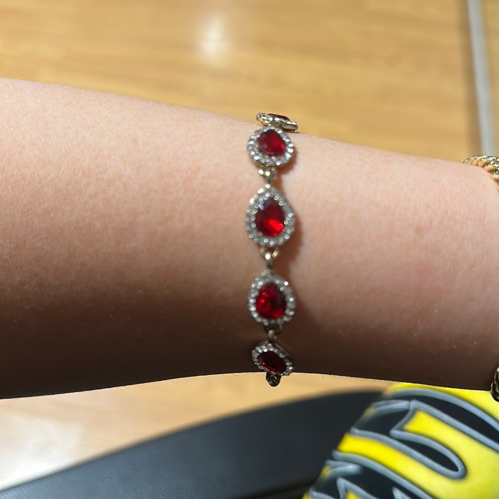Women’s gold plated ruby red bracelet